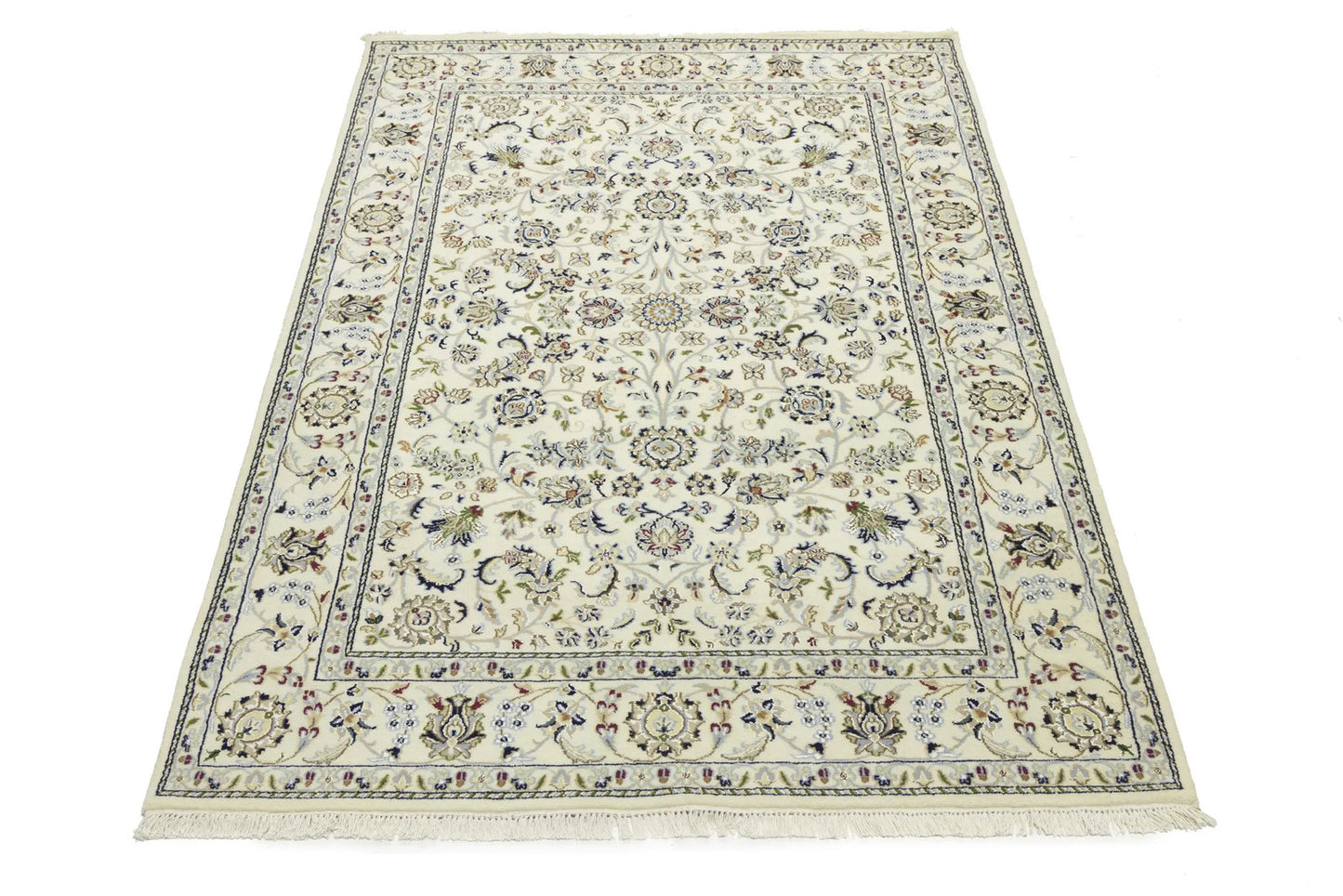 5'5X7'9 Classic Cream Floral Indo-Nain Rug Oriental Living Room Decor Carpet