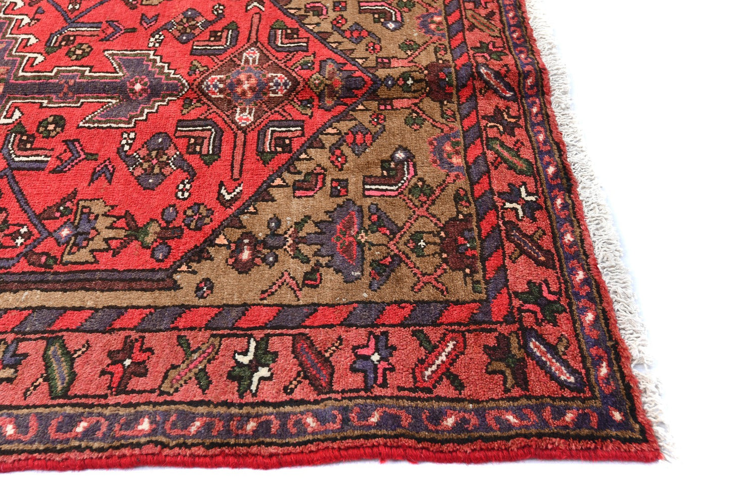 Handmade 3'6X6'3 Oriental Rug Tribal Geometric Farmhouse Kitchen Carpet