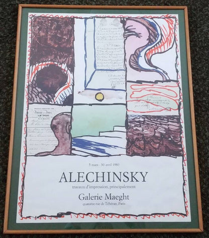 Pierre Alechinsky 1980 Galerie Maeght Exhibition Poster Framed Vintage France