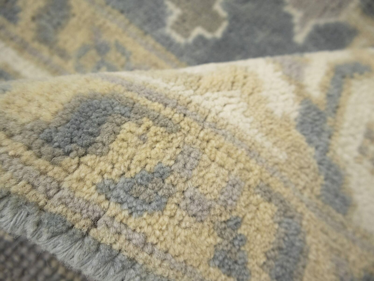 Muted Gray Floral Oushak Oriental Rug Handmade
