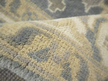 Muted Gray Floral Oushak Oriental Rug Handmade