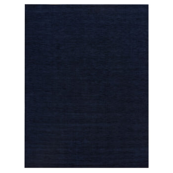 9'X12' Yankees Blue Plain Loom Knotted Wool And Plant Based Silk Rug