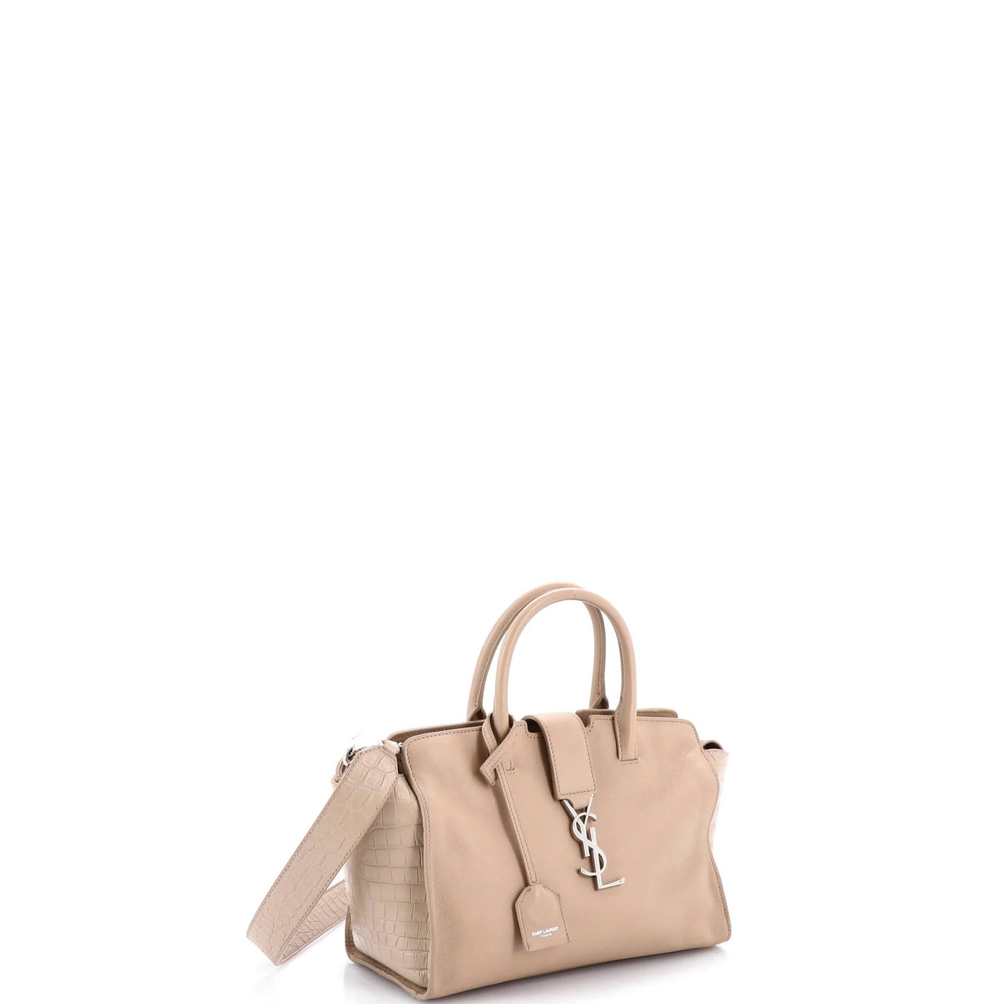 Saint Laurent Monogram Cabas Downtown Leather With Crocodile Embossed Leather