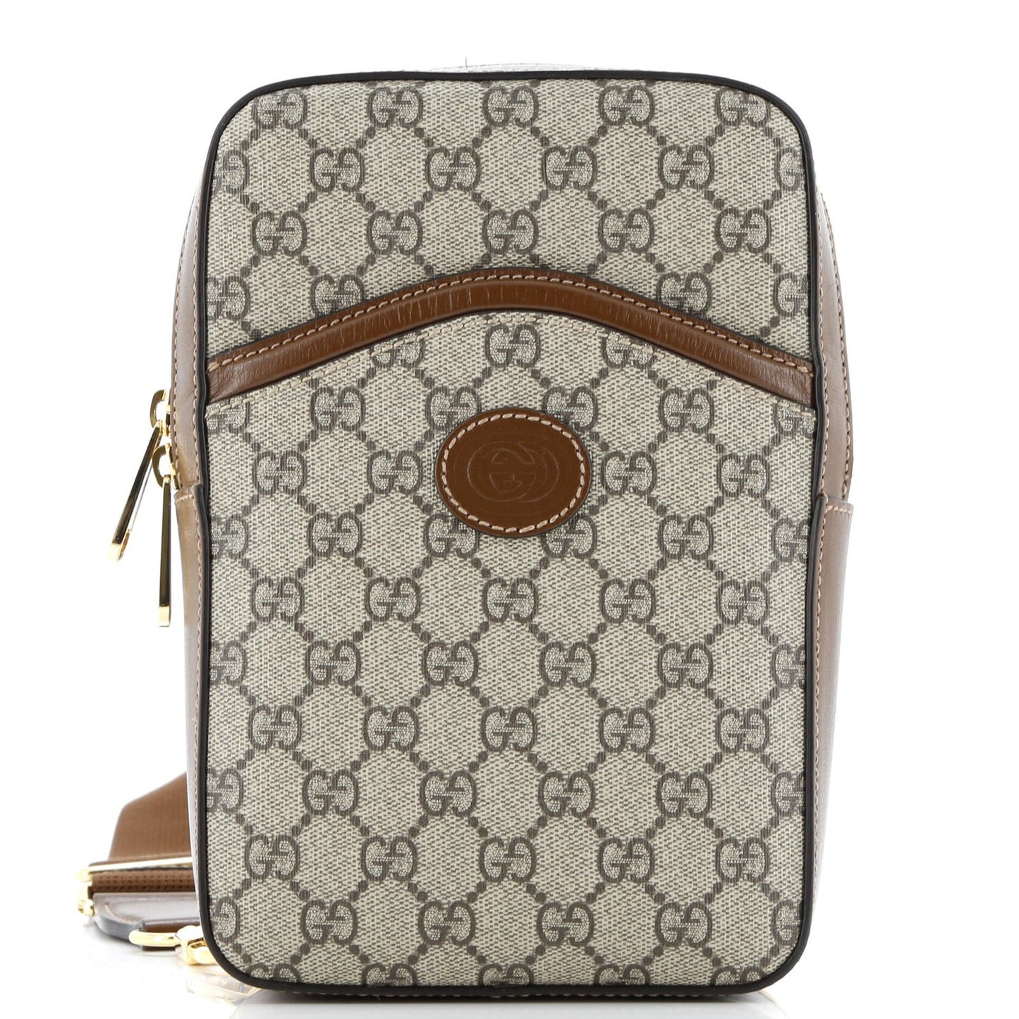 Gucci Interlocking G Patch Sling Bag Gg Coated Canvas Small