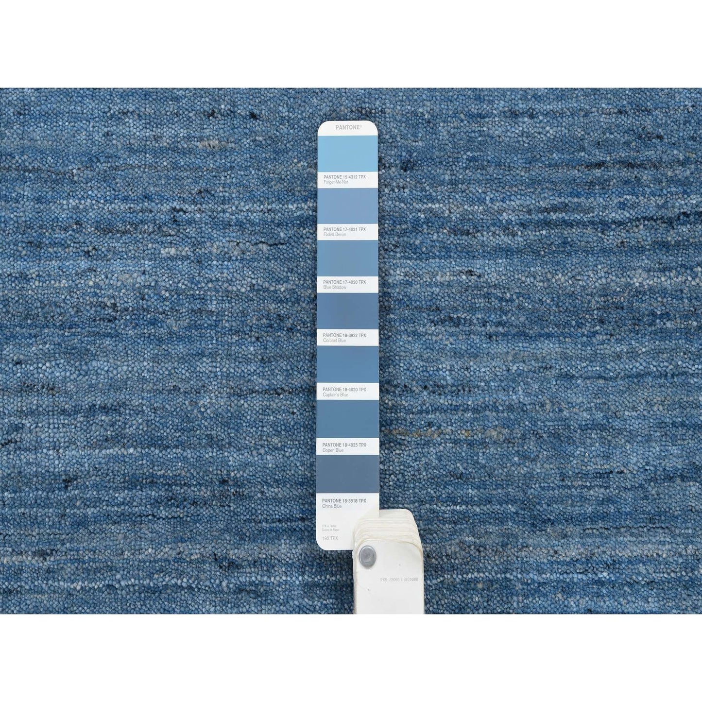 9'X11'10" Denim Blue Modern Design Soft And Plush Wool Hand Loomed Rug