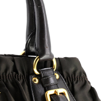 Prada Gaufre Convertible Tote Leather And Tessuto Large