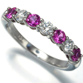 Tiffany&Co. Ring Forever Band Pink Sapphire Diamond Half Us4.5 Pt950