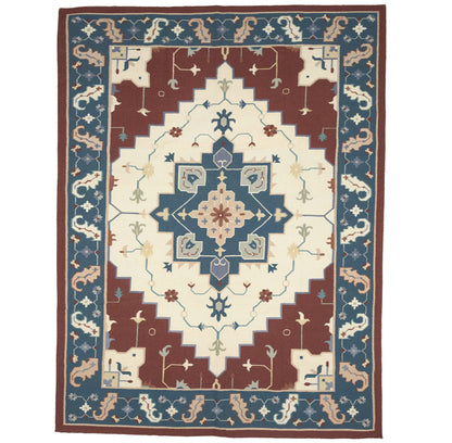 Reversible Hand-Hooked Dhurrie Oriental Rug