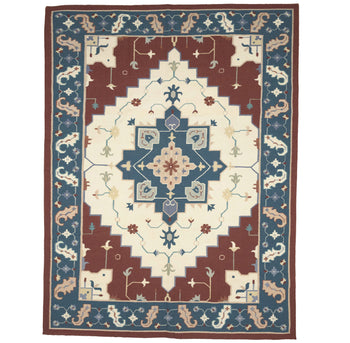 Reversible Hand-Hooked Dhurrie Oriental Rug