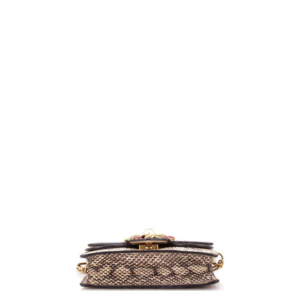Gucci Broadway Bee Shoulder Bag Embellished Python Mini