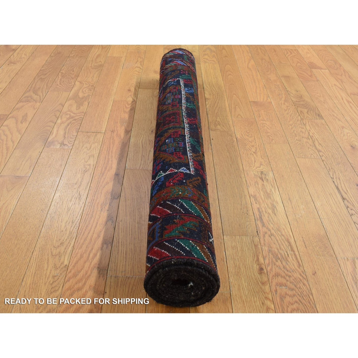 3'7"X6'6" Brown Afghan Baloch Geometric Design Pure Wool Hand Knotted Rug