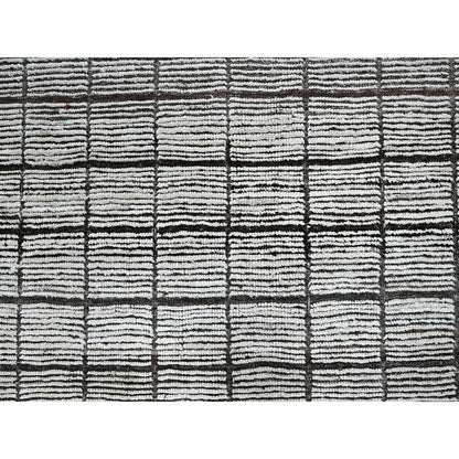 12'6"X15' White Moroccan Weave With Box Design Wool Hand Knotted Xl Rug