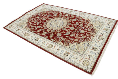 Handmade Indo-Nain Oriental Rug Classic Floral Design Living Room Carpet 6X9 ft