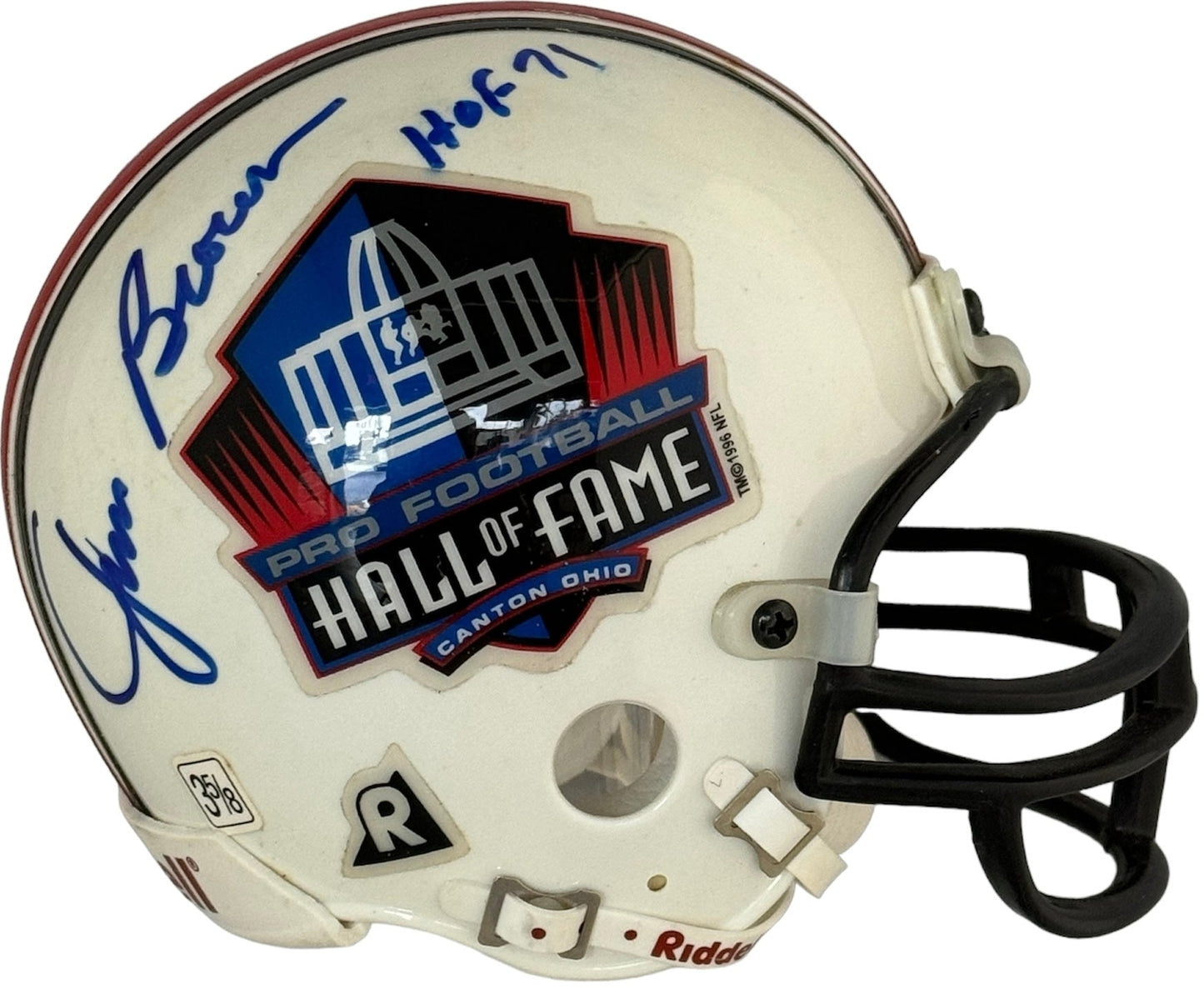 Jim Brown Otto Graham Autographed Hall Of Fame Mini Helmet (Jsa)