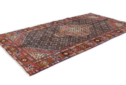 Hand-knotted oriental carpet 5x9 ft tribal geometric style decor