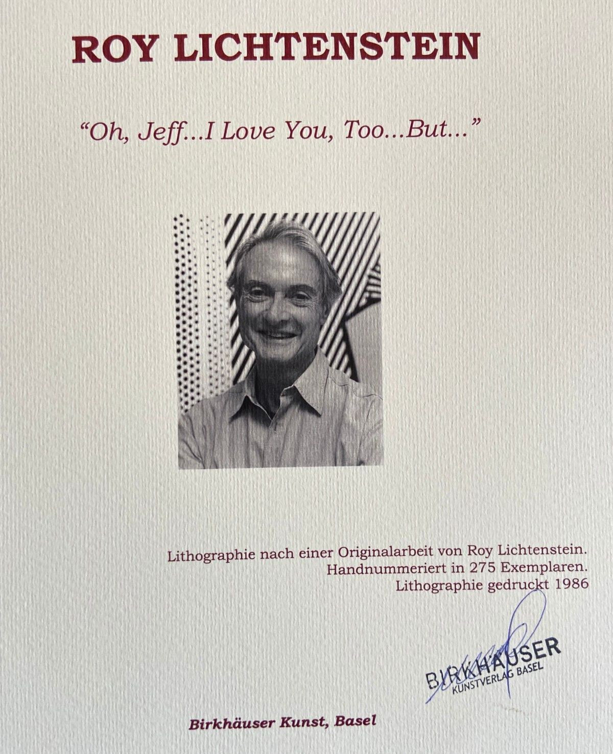 Roy Lichtenstein Lithograph Coa Original Signed Numbered Limited