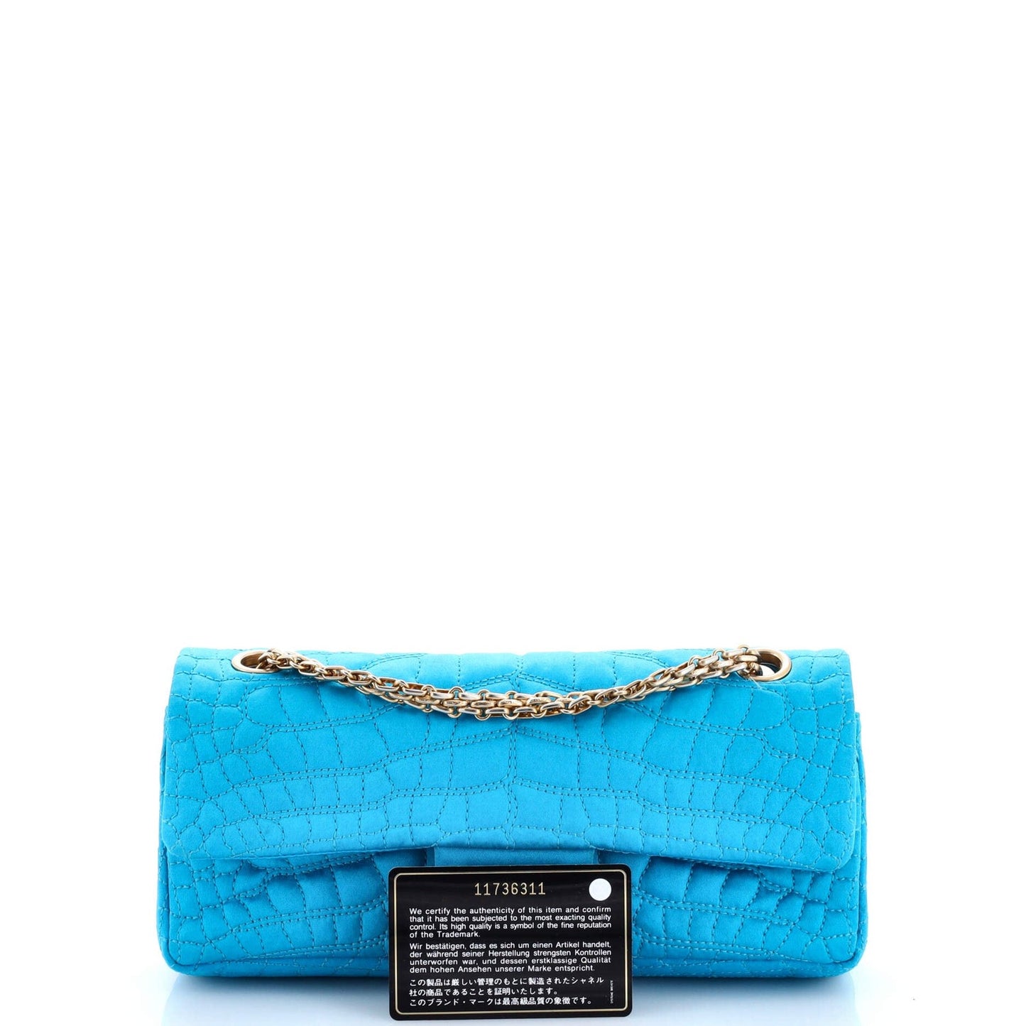 Chanel Reissue 2.55 Flap Bag Crocodile Quilted Satin East West