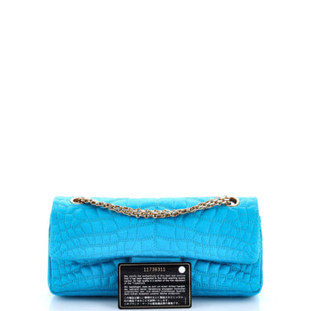 Chanel Reissue 2.55 Flap Bag Crocodile Quilted Satin East West