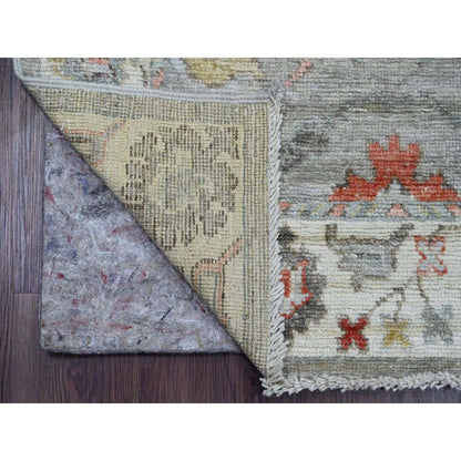 3'X10' Medium Gray Afghan Angora Oushak Hand Knotted Pure Wool Runner Rug