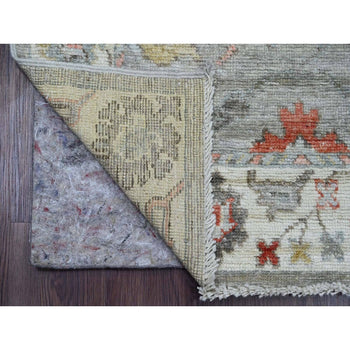3'X10' Medium Gray Afghan Angora Oushak Hand Knotted Pure Wool Runner Rug