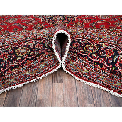 9'10"X13'1" Ketchup Red Hand Knotted Wool Vintage Kishoon Full Pile Rug