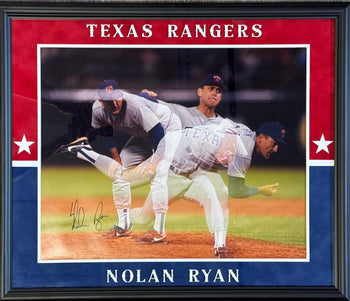 Nolan Ryan Autographed Rangers Framed 16X20 Photo