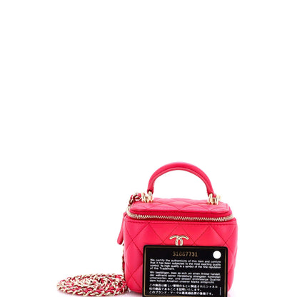Chanel Classic Top Handle Vanity Case With Chain Quilted Lambskin Mini