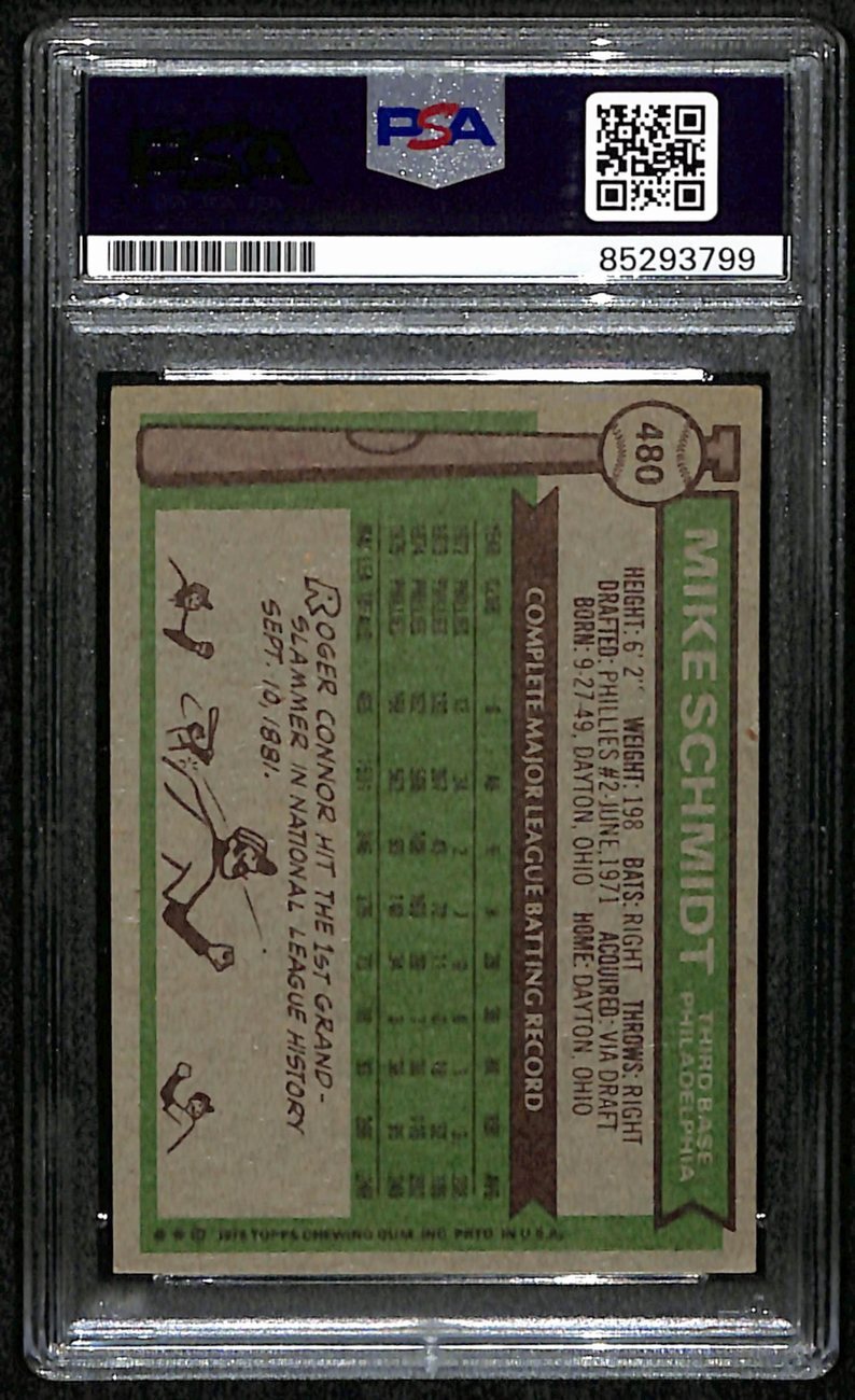 Mike Schmidt Hof Signed/Autographed 1976 Topps Card #480 Phillies Psa/Dna 190643