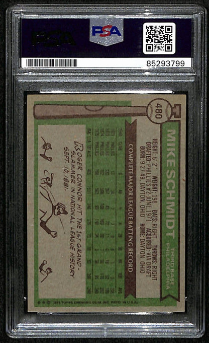 Mike Schmidt Hof Signed/Autographed 1976 Topps Card #480 Phillies Psa/Dna 190643