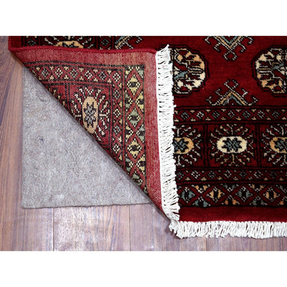 3'X4'5" Deep Red Mori Bokara Wool Hand Knotted Oriental Rug