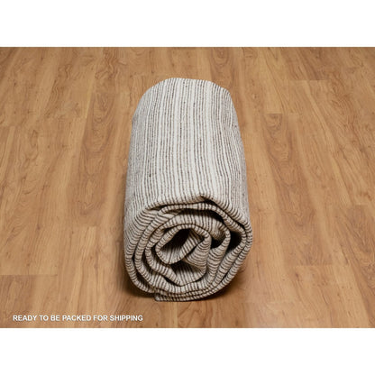 9'1"X12' Brown Modern Plain Decor Box Design Loomed Knotted Soft Wool Rug