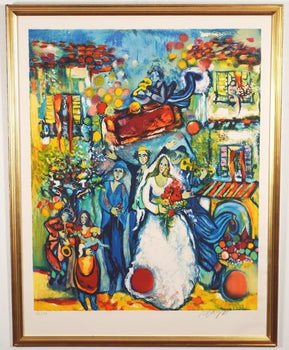 Raya Sorkine Wedding Signed Lithograph Ed.100 / Colorful Expressionist Art