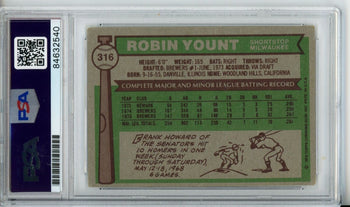 1976 Topps Robin Yount Hof #316 Card Signed Brewers Psa/Dna Gem Mint 10