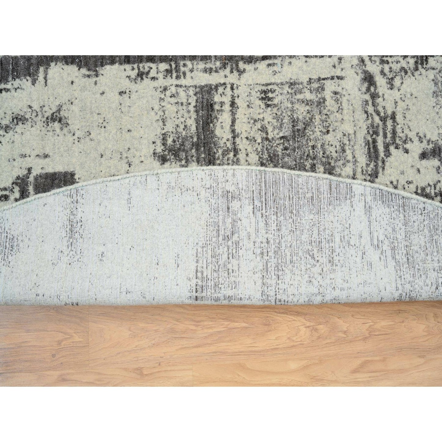 10'X10' Black Modern Design Wool And Silk Hand Loomed Round Rug