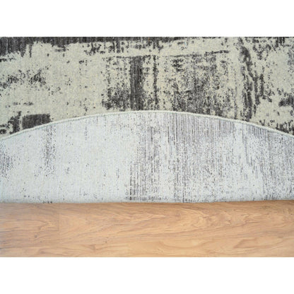 10'X10' Black Modern Design Wool And Silk Hand Loomed Round Rug