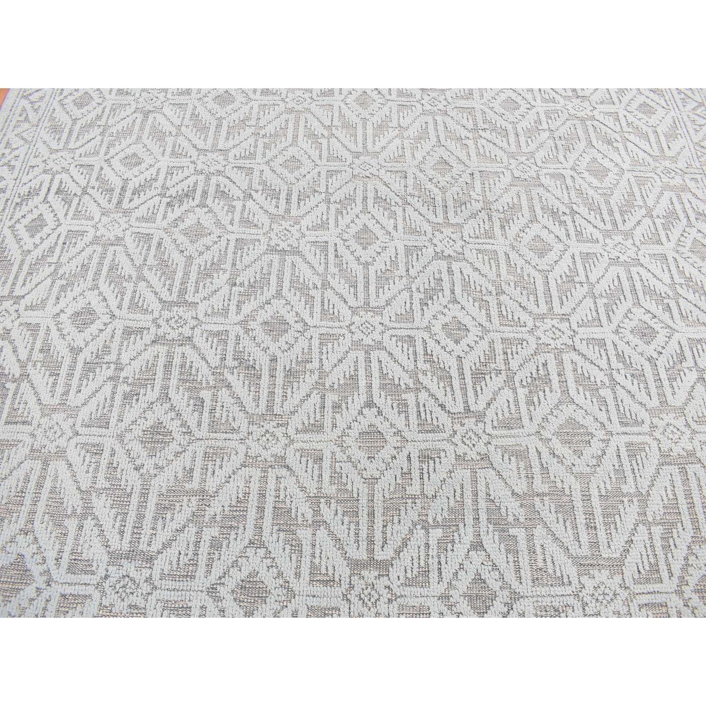 9'X12' Marian Blue Oushak Design Textured Wool Hand Knotted Oriental Rug