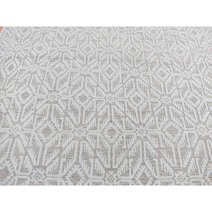 9'X12' Marian Blue Oushak Design Textured Wool Hand Knotted Oriental Rug