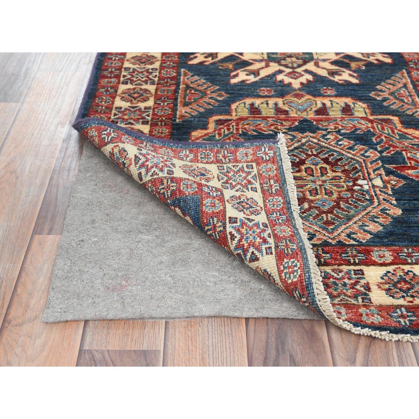 2'7"X13'6" Space Cadet Afghan Super Kazak Wool Hand Knotted Oriental Rug