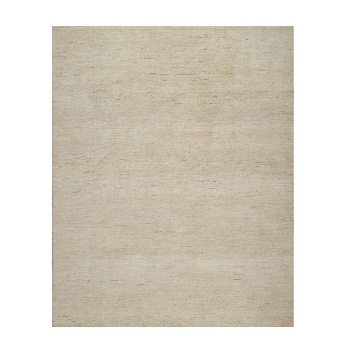 7'9"X9'8" Bone White Pure Wool Plain Design Hand Knotted Oriental Rug
