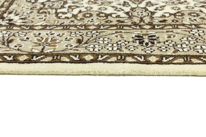 Handmade Kirman Square Rug Cream Floral Medallion