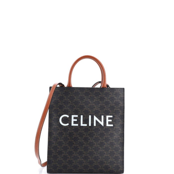 Celine Vertical Cabas Tote Triomphe Coated Canvas Small