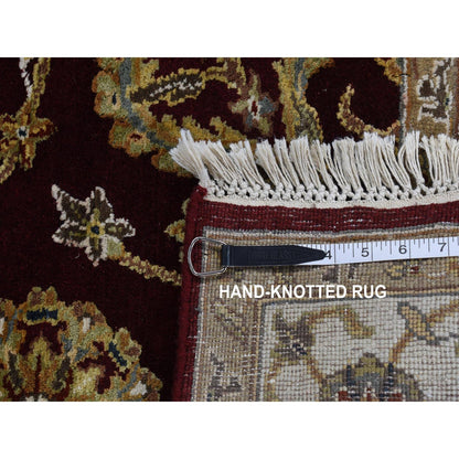 5'1"X7'1" Red Rajasthan Design Half Wool And Half Silk Hand Knotted Rug