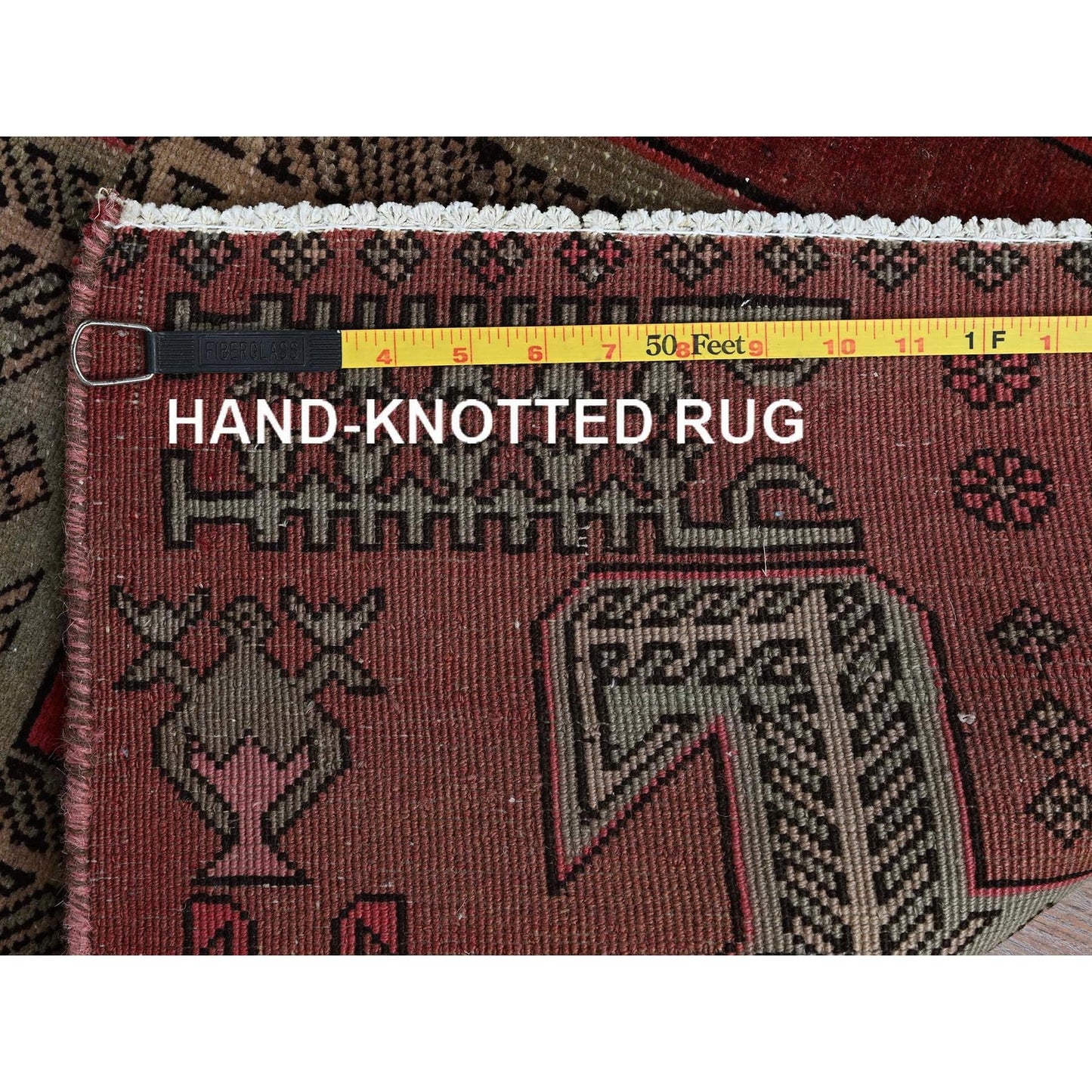 2'3"X8'5" Red Vintage Zoroastrian Khamadan Hand Knotted Wool Runner Rug