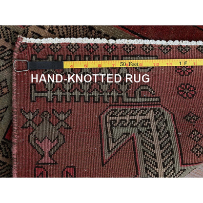 2'3"X8'5" Red Vintage Zoroastrian Khamadan Hand Knotted Wool Runner Rug