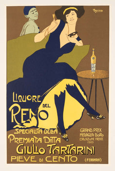 Liquore Del Reno By Remg Vintage Art Nouveau (Liberty) Poster On Linen