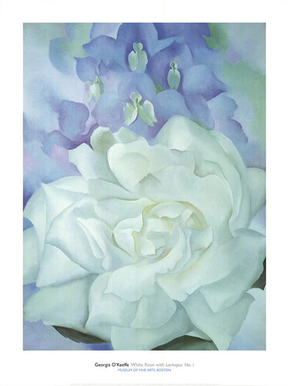 Georgia O'Keeffe White Rose With Larkspur No.2 " Offset Lithograph