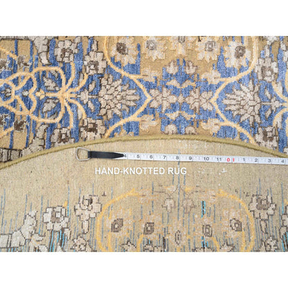 6'X6' Gold Brown Saroogh Silk With Wool Hand Knotted Round Rug