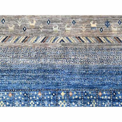 8'X9'7" Dark Sapphire Blue Fine Kashkuli Gabbeh Hand Knotted Oriental Rug