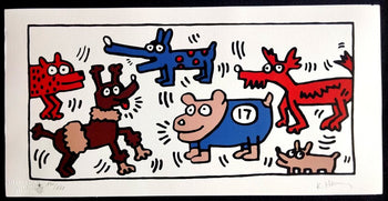 Keith Haring Lithograph From An Painting Coa
