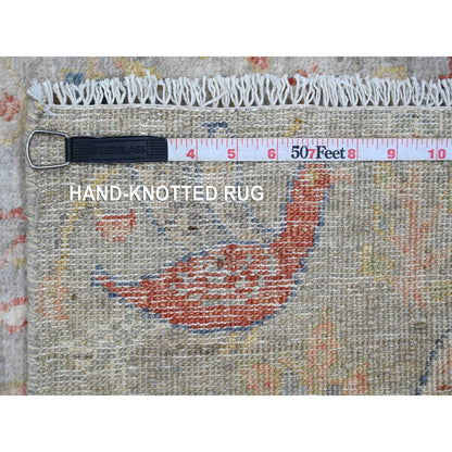 2'1"X3'1" Gray Hand Knotted Birds Of Paradise Design Soft Wool Mat Rug